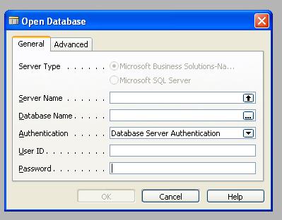 Navision Classic version database open steps