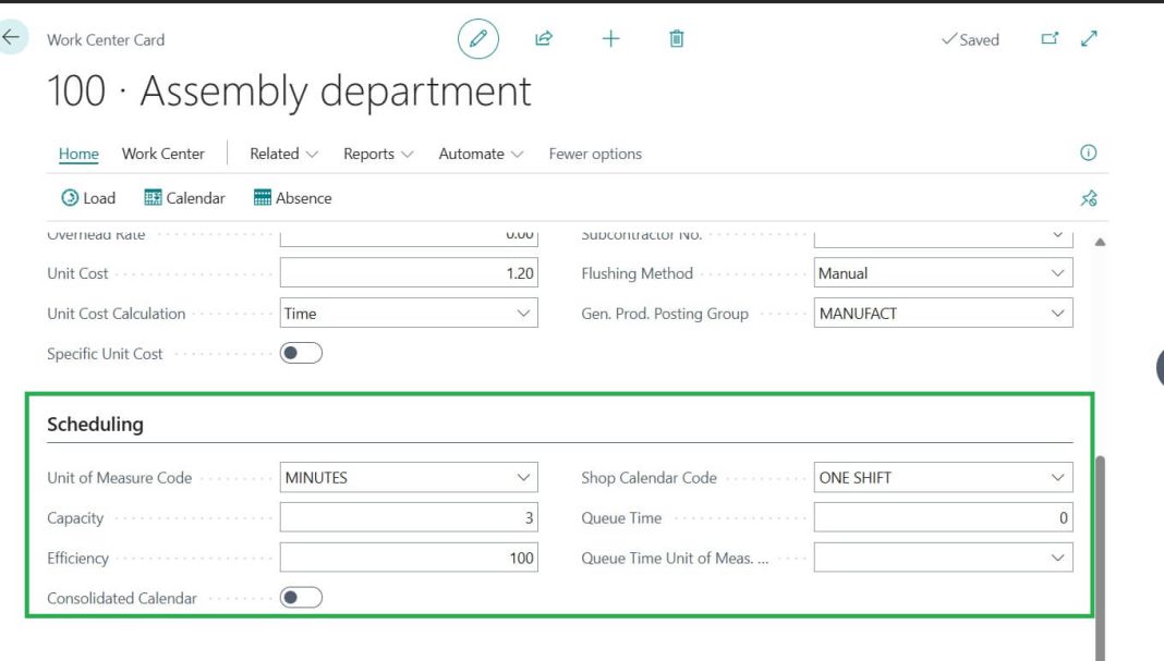 How to Set Up a Work Center in Business Central
