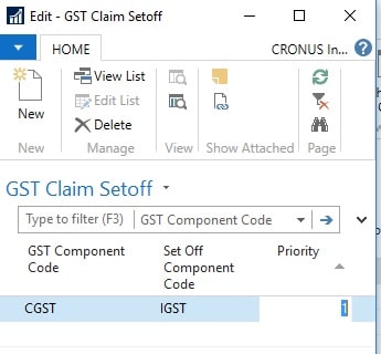 GST Claim Setoff setup Dynamics NAV