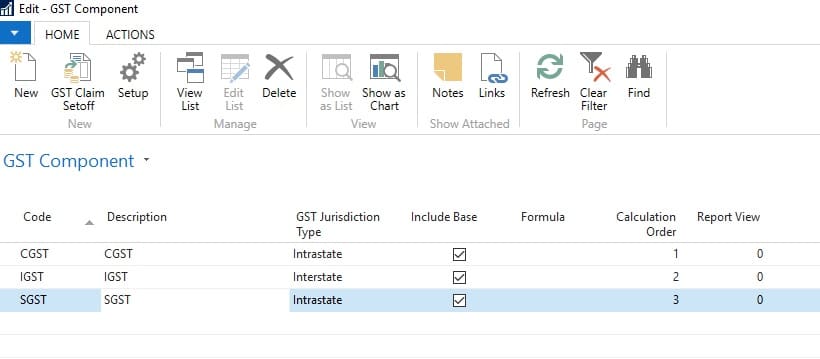 GST Component in Dynamics NAV