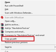 Windows copy as path option