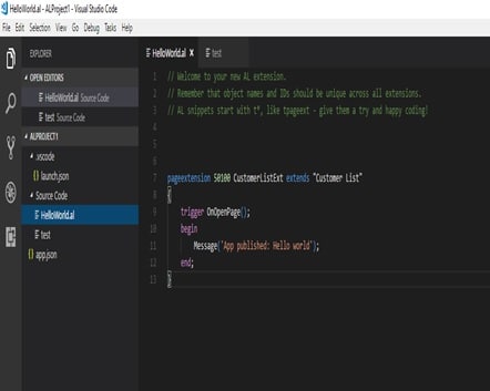 AL - Coding Interface in Visual Studio Code