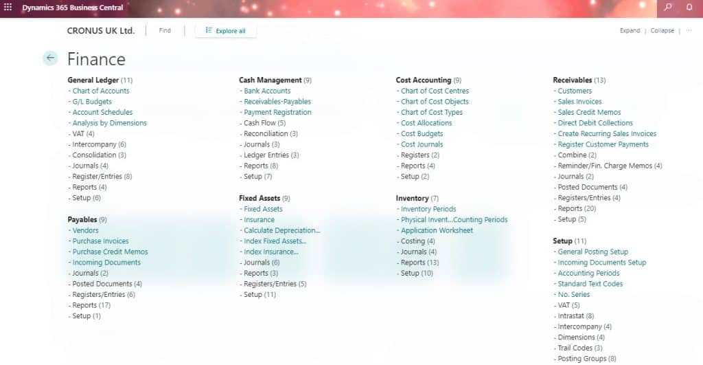 Business Central - Finance Module Exploration