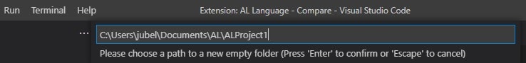 New AL Project creation on Visual Studio Code