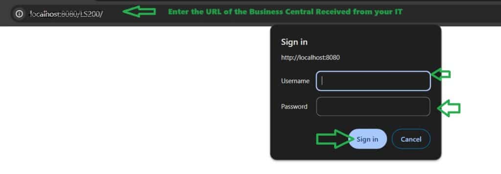 Business Central Login Screen Sample both On-Premise and Cloud