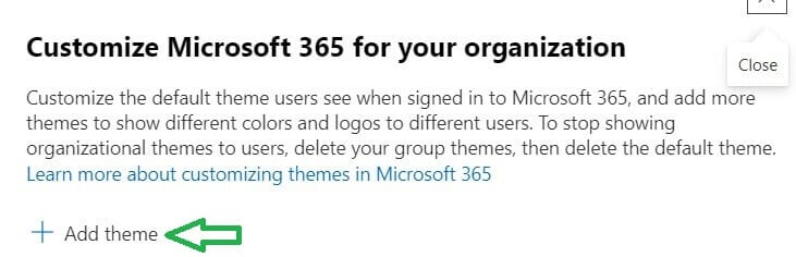 Add theme option in Customize ‎Microsoft 365‎ for your organization