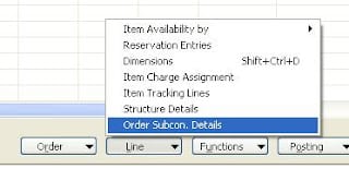 Material Issue on Subcontracting Order setup in Navision