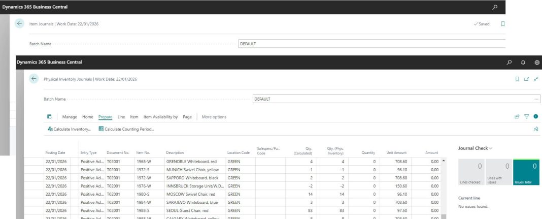 Item Journal vs Physical Inventory Journals in Business Central or Dynamics NAV