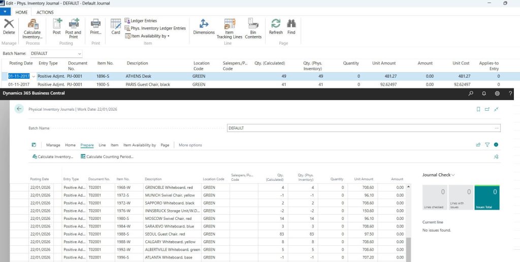 Physical Inventory Journal PIJ for both Business Central or Dynamics NAV versions