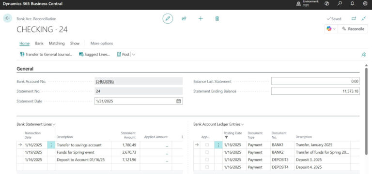 Bank Account Reconciliation in Business Central