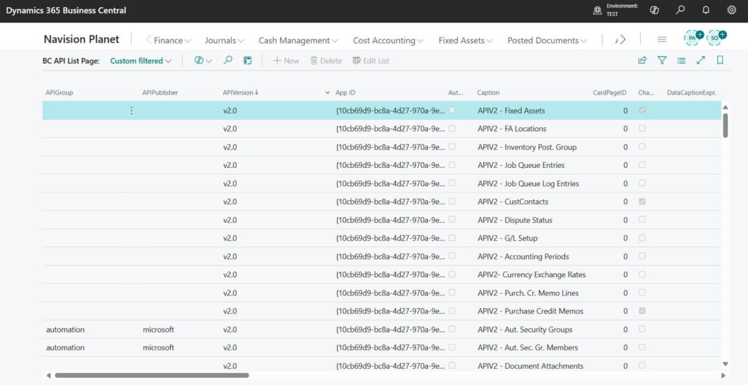 Business Central Default API Lists - Consolidated BC API Available in single page with easy filtering options