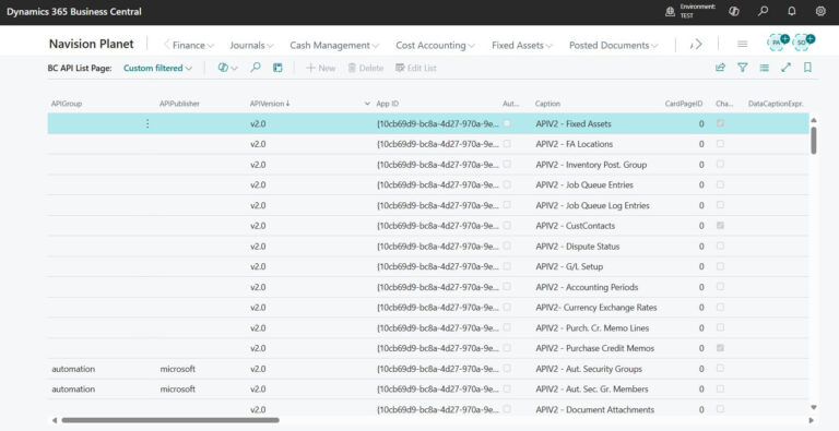 Business Central Default API Lists - Consolidated BC API Available in single page with easy filtering options