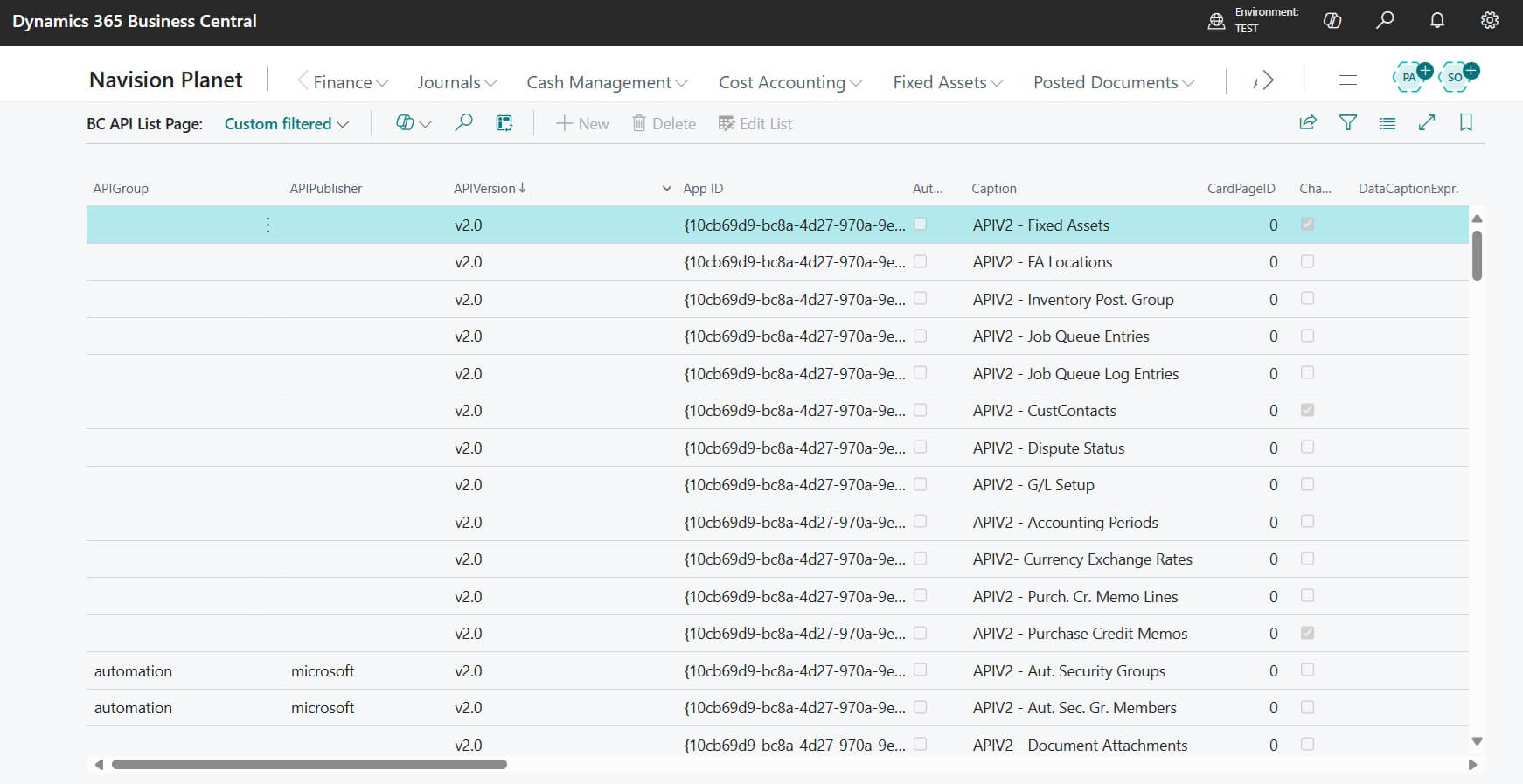 Business Central Default API Lists - Consolidated BC API Available in single page with easy filtering options