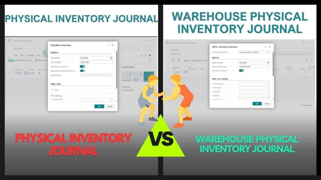 Physical Inventory Journals vs Warehouse Physical Inventory Journal in Business Central