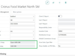 Store card page with Store time updated from retail calendar setup