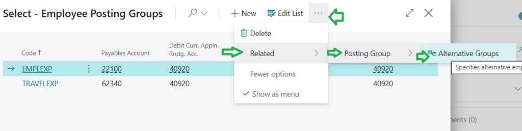 Alternative posting Groups Setup defining