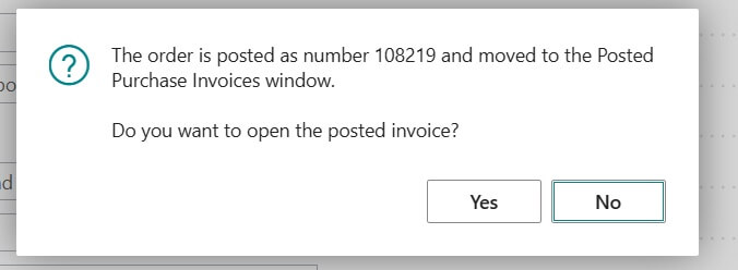 Posted Purchase Invoice Confirmation