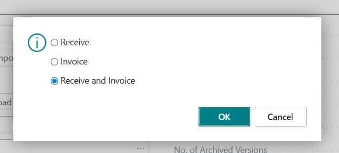 Receive PO in Business Central